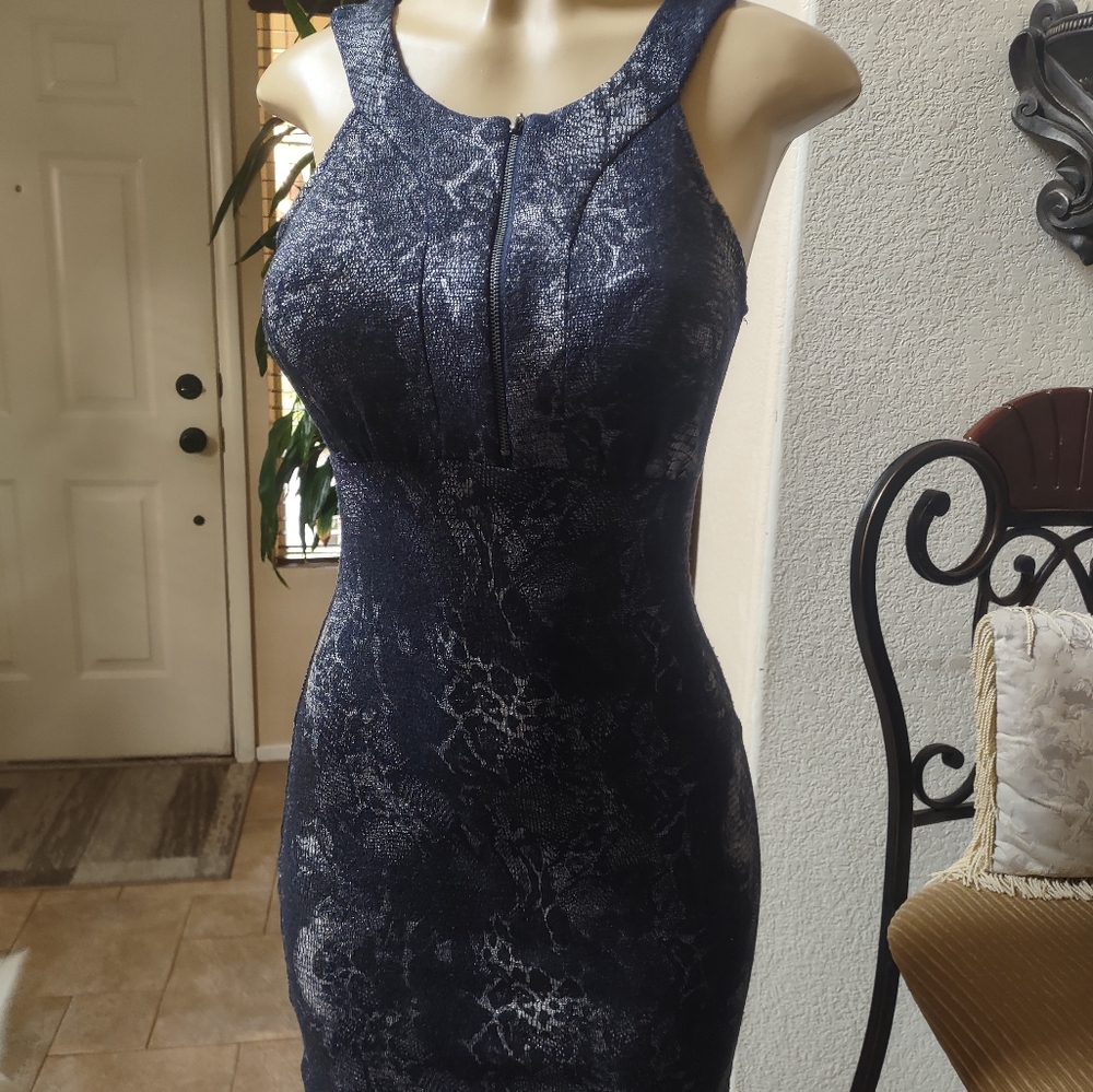 S-Twelve Blue Halter Bodycon Dress
